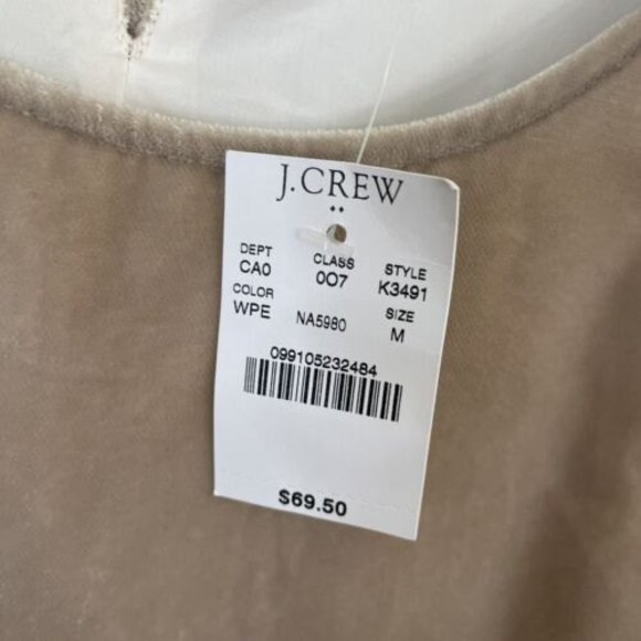 NEW J. Crew Factory Velvet T-shirt Top Blouse Warm Pebble Pink Size MEDIUM K3491 - Picture 5 of 6